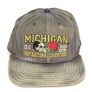 1997 Rose Bowl Snapback Hat Grey NCAA Football Michigan Wolverines College